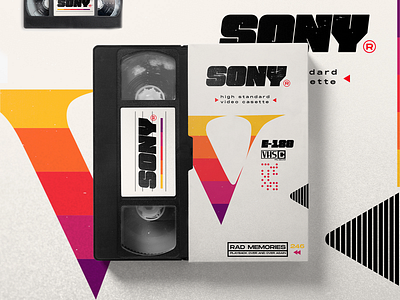 VHS SONY RETRO CASETTE branding cassette design font logo movie packaging player typography vector