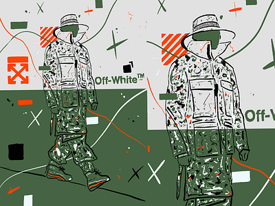 OFF WHITE SKETCH army art drawing illustration lookbook mode model painting sketch urban
