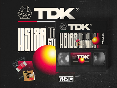 TDK VHS CASETTE RETRO art branding casette design font logo plastic play retro typography vector vhs vhs cover video vintage