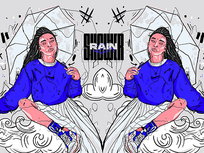 ILLUSTRATION SHOWER RAIN 2d art character design drawing illustration nike procreate texture typography urban women