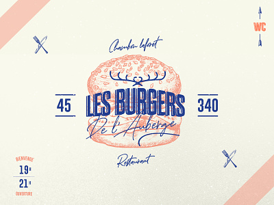 LOGO BURGERS AUBERGE branding burger eat food ill illustration logo open porn food potatoes restaurant