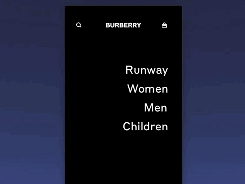 Burberry App V2 animation app design fashion lookbook taxonomy ui