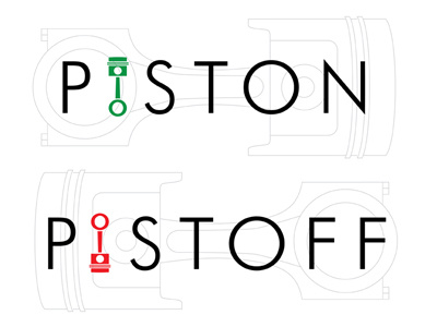 Piston Logo On Off engine line art off on on off piston