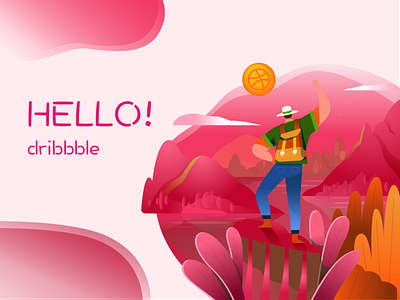 Hello dribbble branding design illustration web