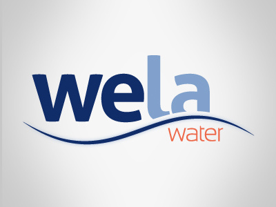 wela water blue brand logo orange water wave
