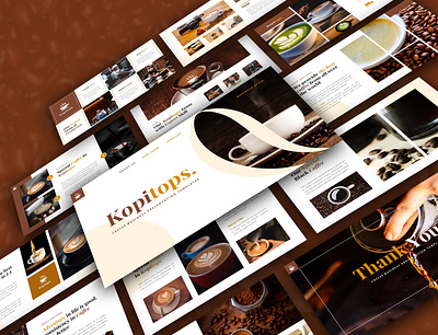 Kopitops- Coffee Business Presentation business coffee coffee shop company profile corporate design creative layout design presentation template ui web