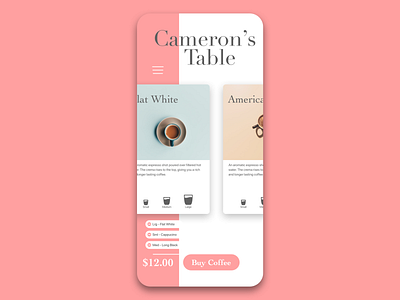 Cameron's Table design ui ux