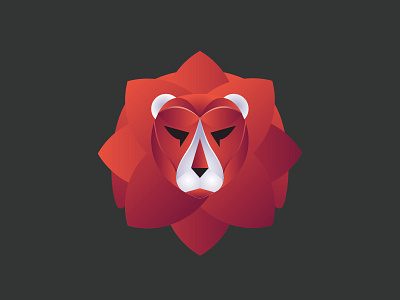 Lion gradient icon lion logo red symmetry vector