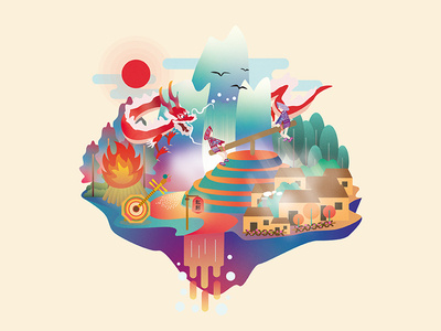 Carnival Illustration celebration culture chinese vector digital art illustration