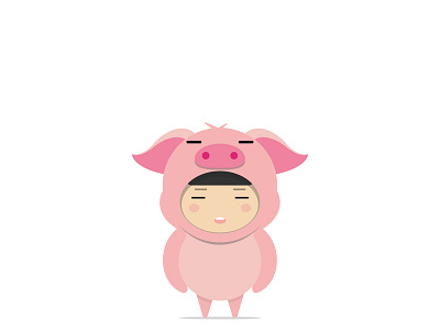 Boy boy character design illustration onesie pig vector