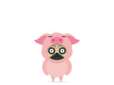 Pug character design illustration onesie pig pug vector
