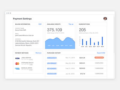 Payment Settings design ui ux