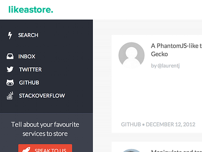 likeastore menu clean flat github likeastore menu search sidebar socials stackoverflow twitter ui
