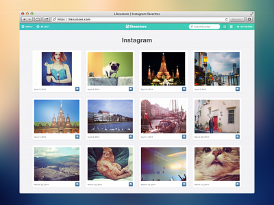 My Instagram Likes Feed browser dashboard favorites feed grid layout instagram likeastore likes photos