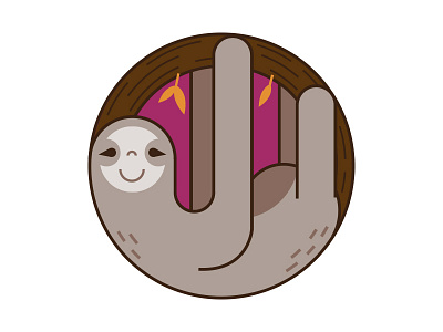 Sloth circle illustration sloth sticker