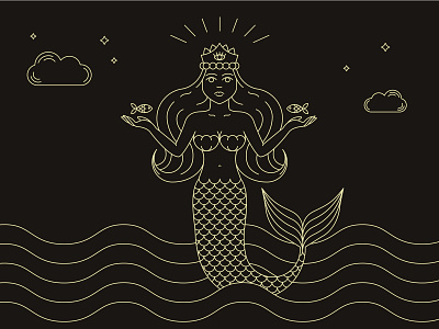 Mermaid clouds design illustraion mermaid mermay vector