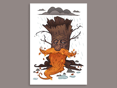 Mr. Autumn autumn autumn leaves beard forest illustration kids book leaf procreate rain tree