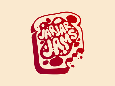 Jar Jar Jams logo bread bubble goo jam logo red toast typography