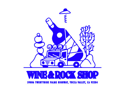 Wine & Rock Shop cactus california joshua tree logo rock smily truck ufo wine