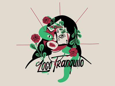 Loco Tranquilo Tshirt illustration card face flower illustration lettering logo psychedelic snake t shirt tshirt type woman