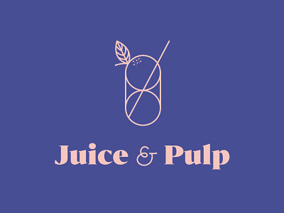 Juice & Pulp WIP blue fruit glass juice logo pink straw