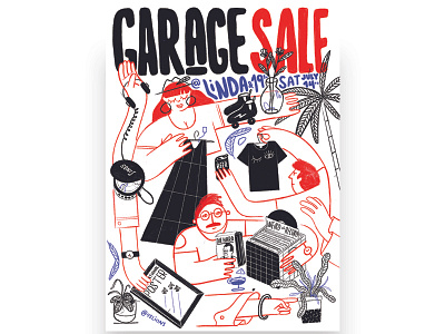 Garage Sale garage illustration plant poster records sale vinyl