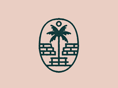 Mauerpark logo bench line logo palm tree tree wall