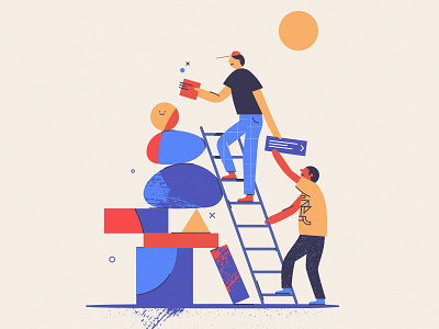WIP app charachter design colors hat illustration ladder shapes sun tshirt