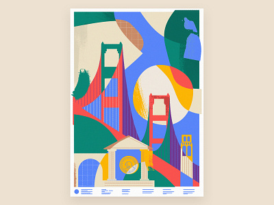 Poster WIP abstract art brush california golden gate bridge illustration poster san francisco shapes