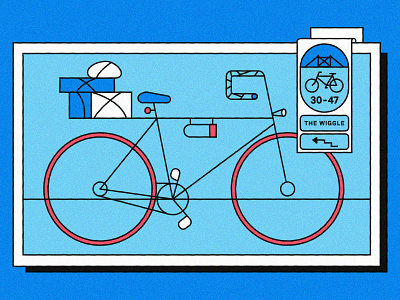 Bike WIP bike blue bycicle frame icon illustration poster red san francisco the wiggle