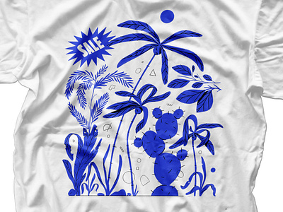 Tropical sale blue cactai cactus illustration palm plants sale t shirt tree tropical