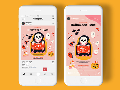 Instagram Haloween Sale creativemarket design graphicriver instagram post instagram stories