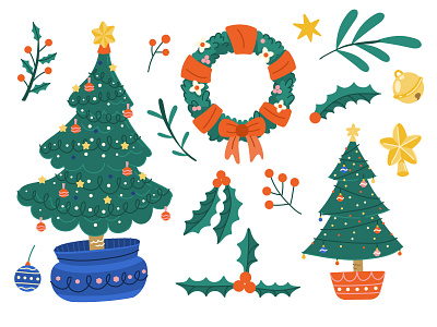 Christmas illustration set christmas tree design illustration shutterstock vector