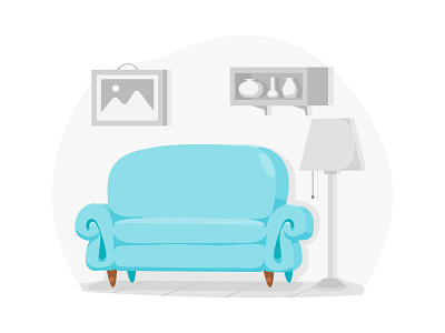 Blue Sofa design illustration vector