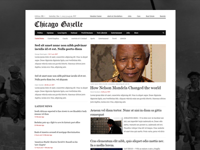 Chicago Gazette clean news news design newspaper serif web design webdesign