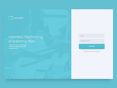 Minimal landing branding landing page lecture bin logo minimal register uiux webdesign