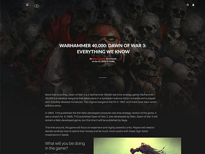 Gaming website article page article dark esports gaming marionserenio ui ux warhammer webdesign