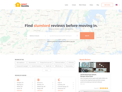 Dontrentme Homepage clean design flat homepage map minimalist ui ux