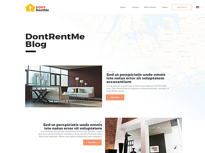 Dontrentme Blog clean design dontrentme flat homepage map marionserenio minimalist ui ux