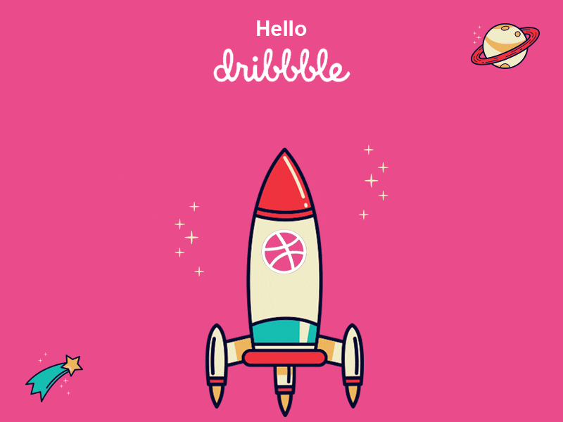 Hello Dribbble! rocket space