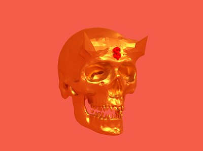 Money Devil 3d 3d art blender dollar gold model money skull