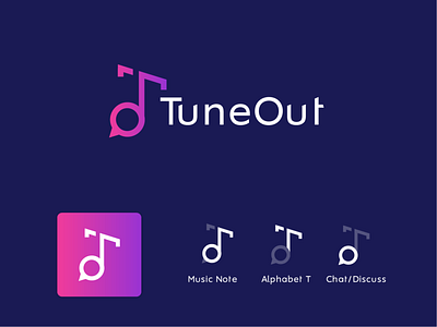 TuneOut Logo Design audio branding chat design discuss excellent illustration logo logotype music sound talk tune wordmark