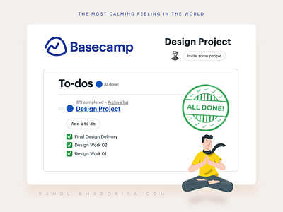 The Most Calming feeling in the world basecamp calm calming design done excellent idenity logo poster tasklist tasks wordmark