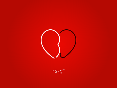 B +J = Heart Monogram b heart j logo love