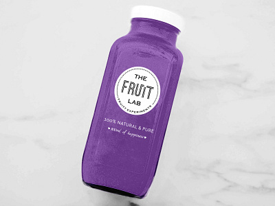 The Fruit Lab Logo bottle branding design excellent fruit fruits idenity juice lab label design tick typography vector wordmark