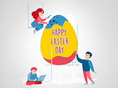 Happy Easter for Devs art egg holiday illustration painters people