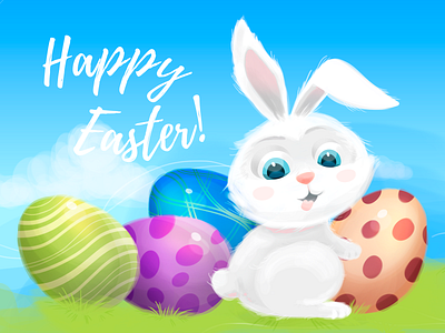 Happy Easter Illustration card design easter easter bunny greeting card holiday card illustration