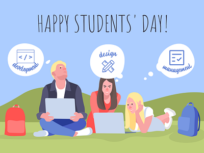 Happy Students Day Illustration card art design greeting card holiday card illustration students students day