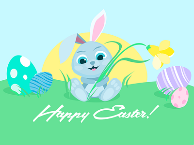 Happy Easter 2018 Illustration design easter easter bunny greeting card holiday holiday card holidays illustration