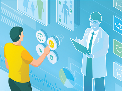 Digital Healthcare Solutions Illustration ehealth healthcare illustration technology